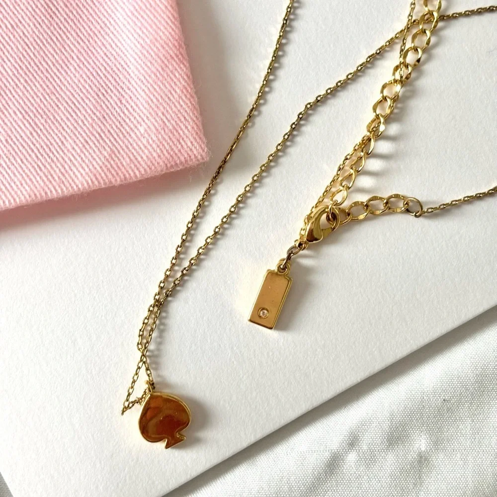 Kate Spade Gold Pendant Necklace with Pink Pouch